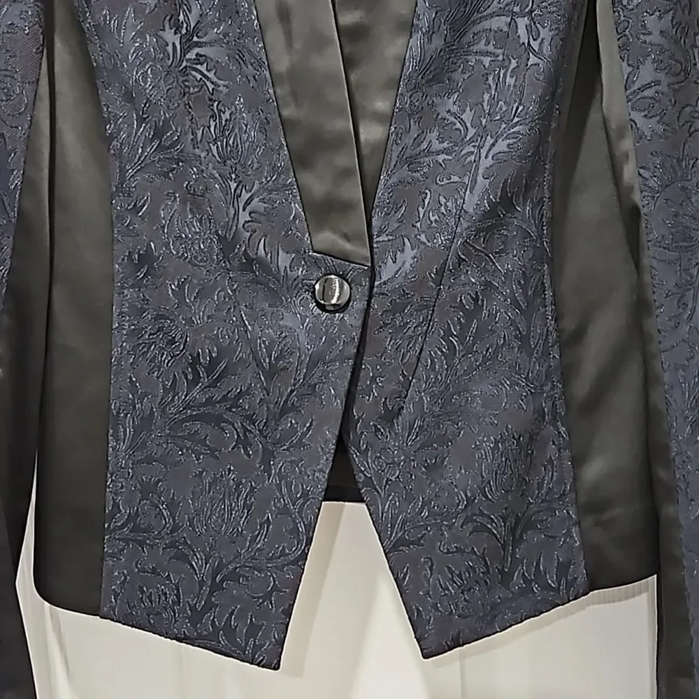 Cache Pantsuit Navy Blue Filigree Pattern